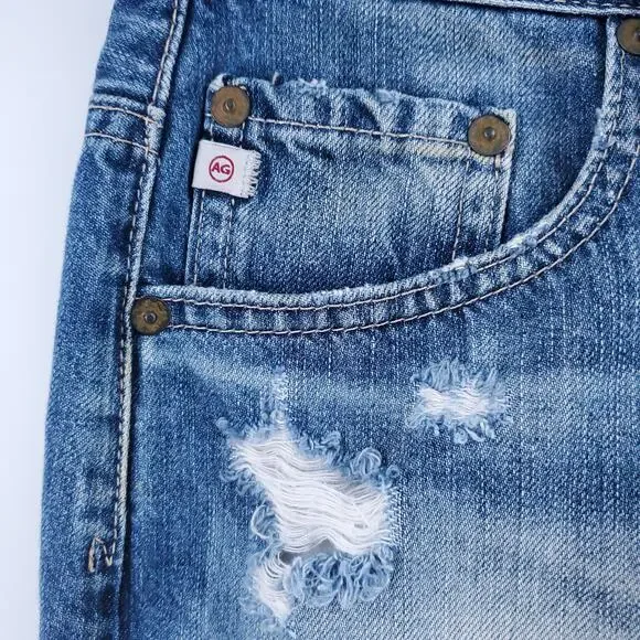 AG The Erin Y2K Boho Distressed Mini Pencil Skirt Raw Hemline Side Slit 28 - Picture 9 of 11